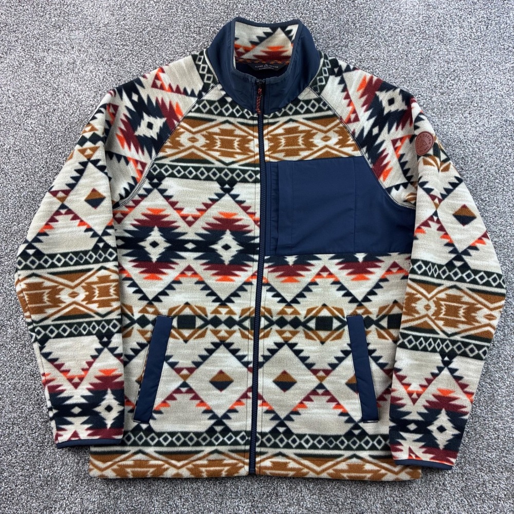 Alpine Design Fleece Jacket Mens Small Multicolor Aztec Geometric Full Zip Hike